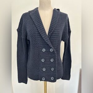 MAGASCHONI - Navy Button Down Hooded Cardigan Sweater Size M